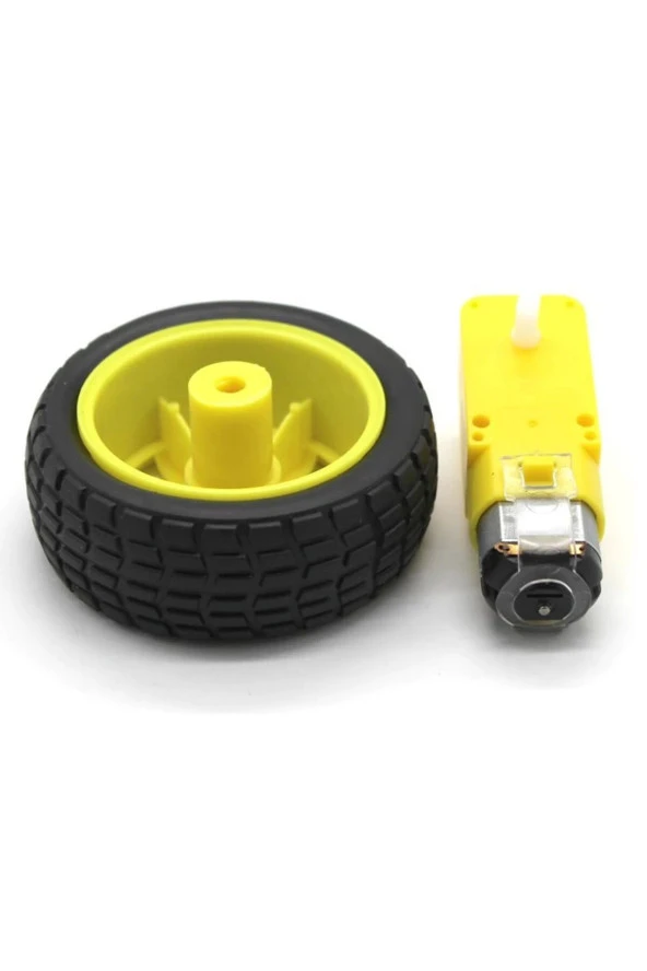 Robot Tekerleği ve DC Motor Seti ,Motor ve Tekerlek Seti - Resim 3