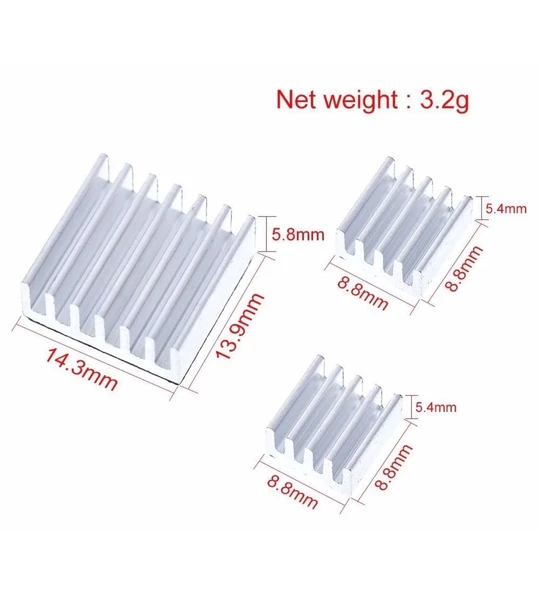 Aluminyum Mini Soğutucu Seti (Heat Sink) - Resim 2