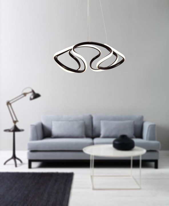 TT Aydınlatma TT307-40-SY  Helezon Modeli Mat Siyah Led Avize - 2