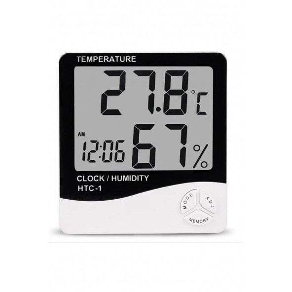 Dijital Termometre Isı Nem Ölçer Oda Sıcaklık Alarmlı Masa Saati
