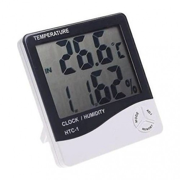Dijital Termometre Isı Nem Ölçer Oda Sıcaklık Alarmlı Masa Saati - 2