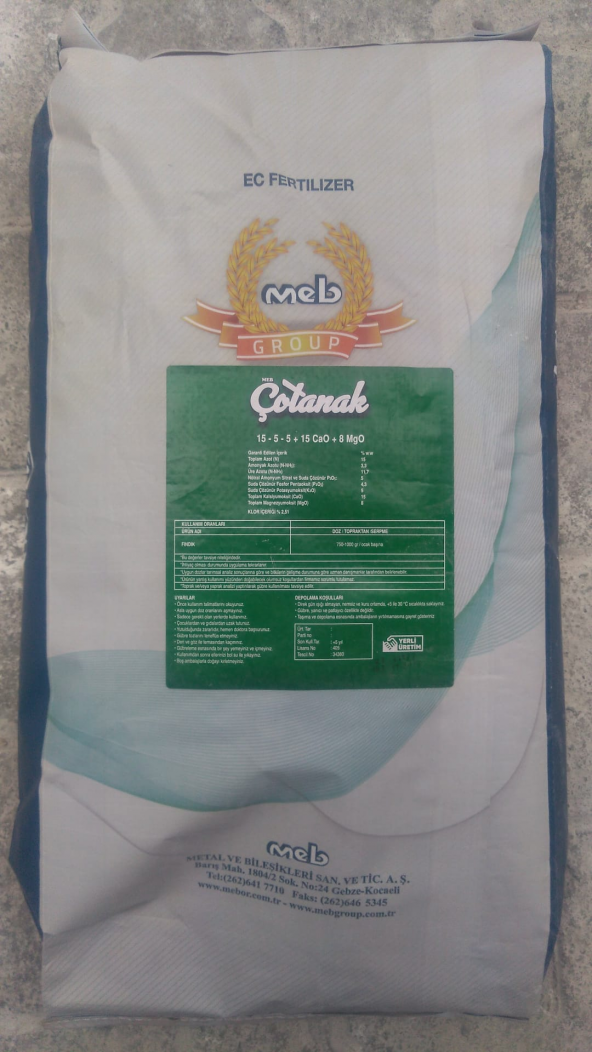 MEB Çotanak Gübre 25 kg (15-5-5 + 15 Cao + 8 MgO İçerir) - 3