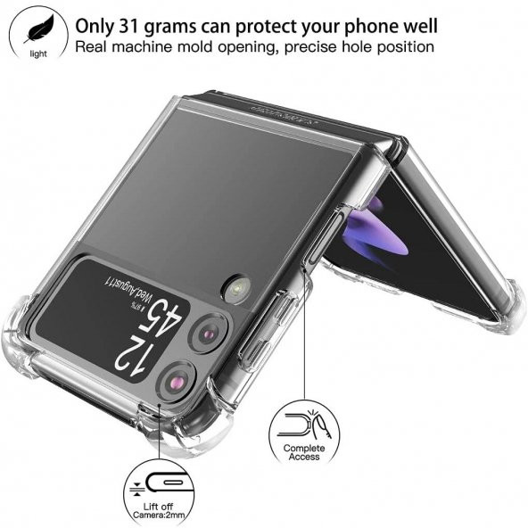 Samsung Z Flip 4 Şeffaf Korumalı Silikon Kapak & Kılıf - 5
