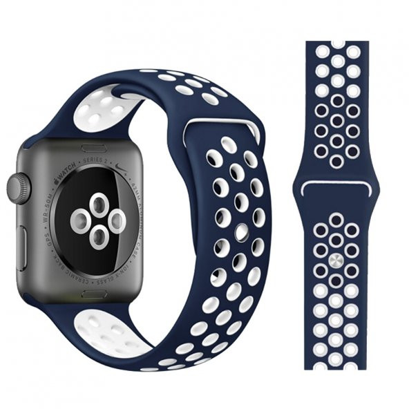 Watch Mavi-Beyaz Nike Kordon 42-44 mm Esnek Silikon Delikli Şık Tasarım - 2