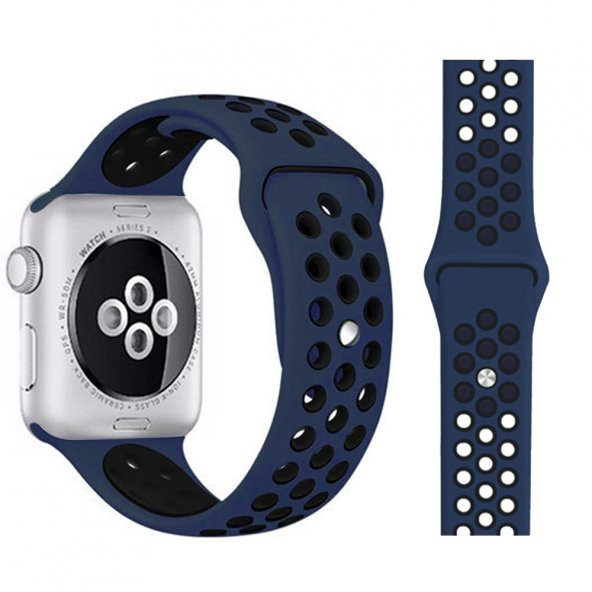 Watch Mavi-Siyah Nike Kordon 42-44 mm Esnek Silikon Delikli Şık Tasarım - 2