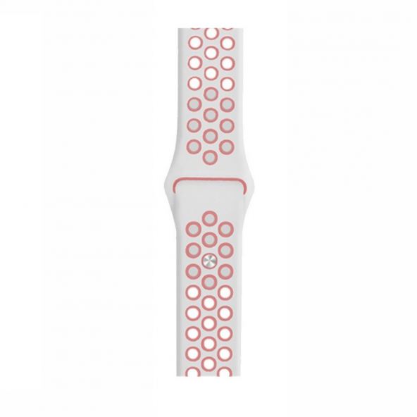 Watch Beyaz-Pembe Nike Kordon 42-44 mm Esnek Silikon Delikli Şık Tasarım
