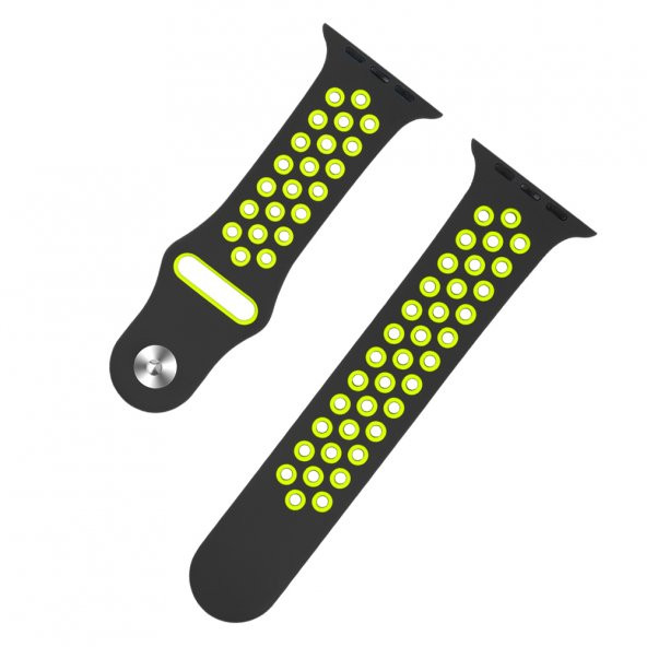 Watch Siyah-Yeşil Nike Kordon 42-44 mm Esnek Silikon Delikli Şık Tasarım