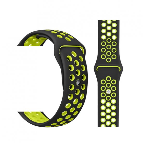 Watch Siyah-Yeşil Nike Kordon 42-44 mm Esnek Silikon Delikli Şık Tasarım - 2
