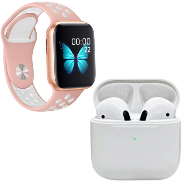 Pro 5 Beyaz Bluetooth Kulaklık Watch 7 Pembe Nike Akıllı Saat - 2