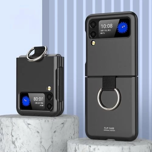 Samsung Z Flip 3 Yüzüklü Standlı Mat Kılıf&Kapak - Resim 2