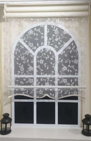 StorBurada Çift Mekanizmalı Beyaz Tül Perde ve Ekru Stor Perde STB45248-V110  Ekru 150 x 260 ürün görseli 1