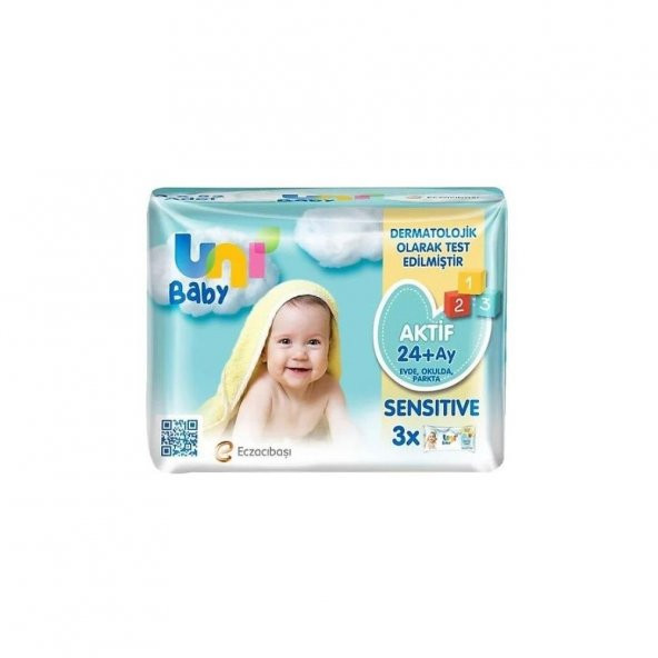Uni Baby Aktif Sensitive Islak Mendil 24+ Ay 3x52 Adet