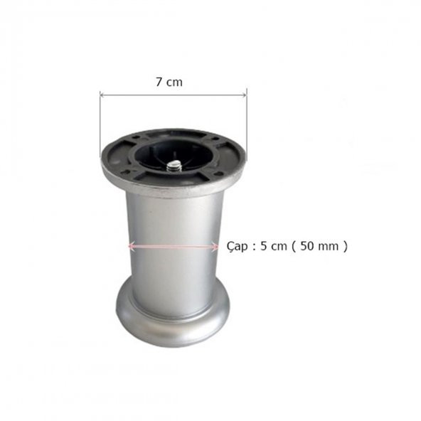 Jumbo Plastik Ayak 15 cm Mobilya Ayağı Gri - 2