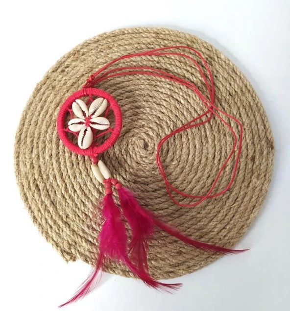 Araba Süsü Mini Düş Kapanı Kolye Dreamcatcher Deniz Kabuklu Tüylü Ayarlanabilir Kolye