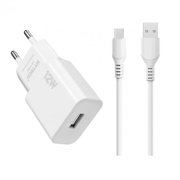 HYTECH HY-XE14L USB KABLOLU 1100MA EV ŞARJ + 2A LIGHTNING BEYAZ ŞARJ ADAPTÖR SETİ - 1