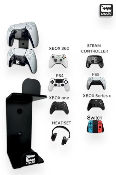 Duvara Monte Edilebilen Gaming Ps4 Ps5 Xbox Joystick Controller Tutucu Ve Kulaklık Standı - 6