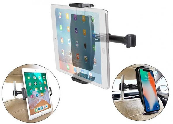 S-LINK SL-AT20 AYARLANABİLİR KOLTUK ARKASI SİYAH TELEFON VE TABLET TUTUCU - 5
