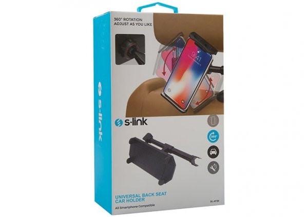 S-LINK SL-AT20 AYARLANABİLİR KOLTUK ARKASI SİYAH TELEFON VE TABLET TUTUCU - 6