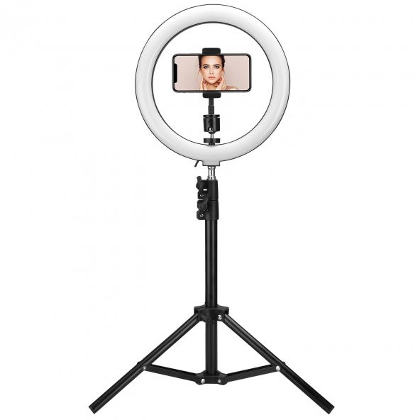 ASONIC AS-SF200 10 İNÇ 120 CM TRİPODLU TELEFON TUTUCULU YOUTUBER MAKYAJ HALKA  LED IŞIK