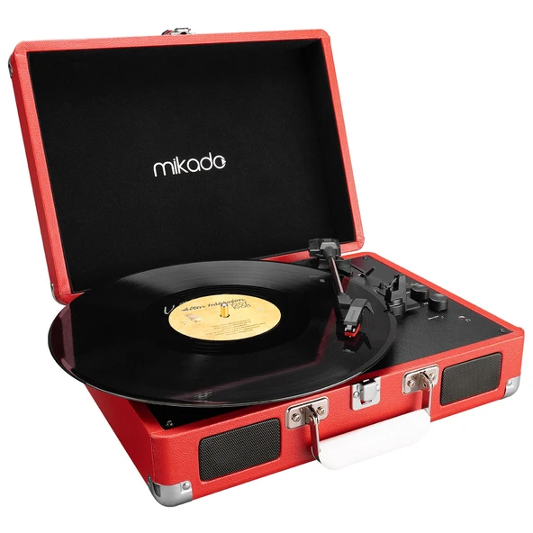 MİKADO MN-P317 NOSTALJİ  KIRMIZI PİKAP +9 RCA + BLUETOOTHDESTEKLİ MÜZİK KUTUSU - 4