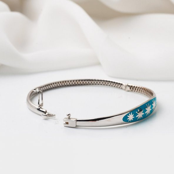 Turkuaz Yıldızı 14 Ayar Altın Kelepçe Bilezik - Resim 4