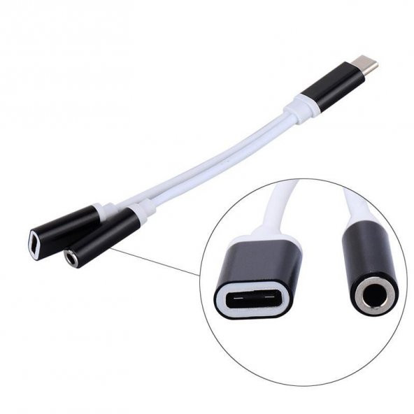 Type C To 3.5mm Stereo Kulaklık Şarj Çevirici Dönüştürücü Adaptör - 4