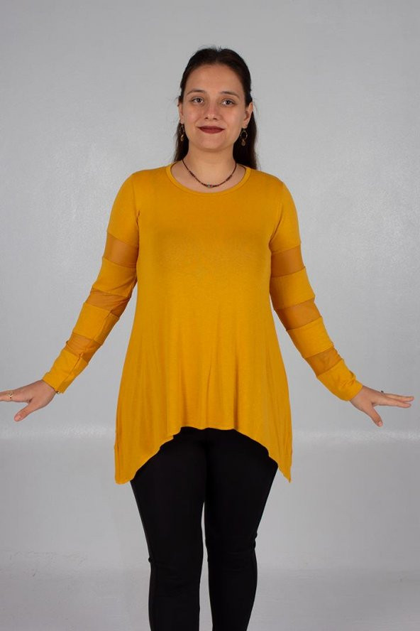 Truva Xxl Büyük Beden Kadın Giyim Örme Penye Bluz Renkli Bz941