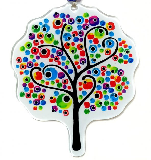 Hayat Ağacı Nazar Boncuklu Ağaç Modelli Cam Duvar Süsü ürün görseli