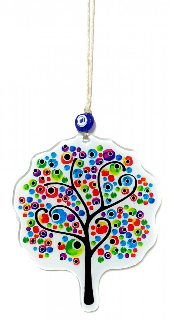 Hayat Ağacı Nazar Boncuklu Ağaç Modelli Cam Duvar Süsü - Resim 2