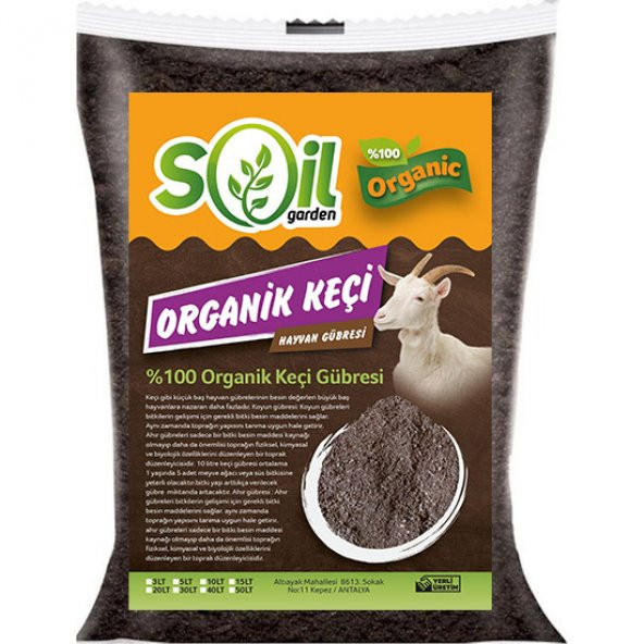 Soil Garden keçi gübresi Çiçek Ve Bitkileriniz İçin 50 Lt