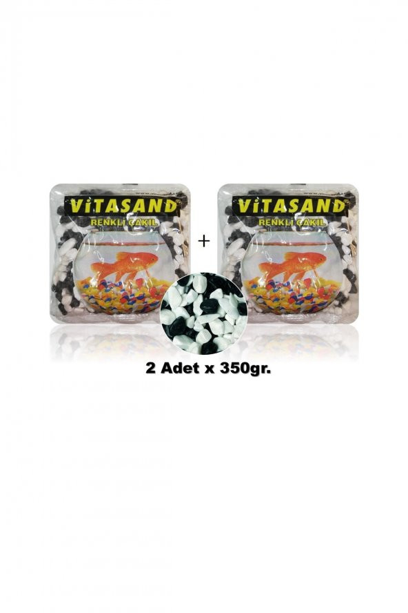 Siyah Beyaz Fanus Çakılı 2 Paket (350gr+350gr)