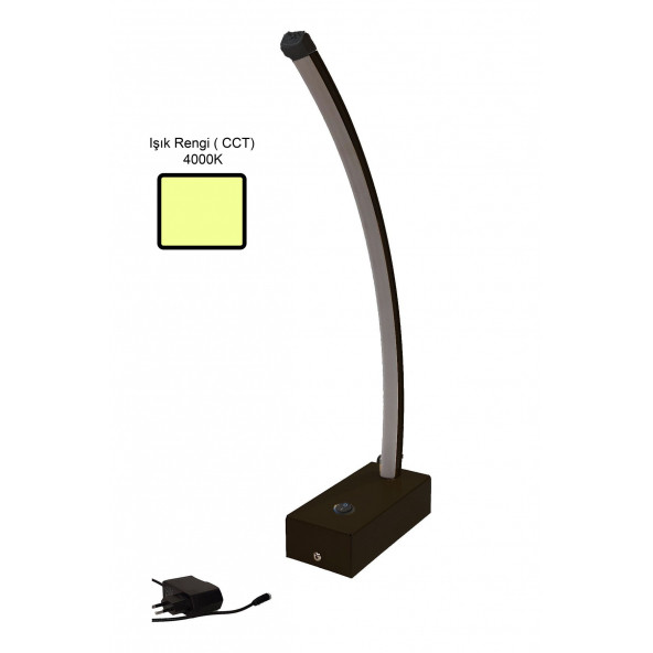 Masa Lambası 12W 4000K Led (Gün ışığı ) - Linear Abajur - Başucu Aydınlatması - Gece Lambası - Kasa Rengi Siyah