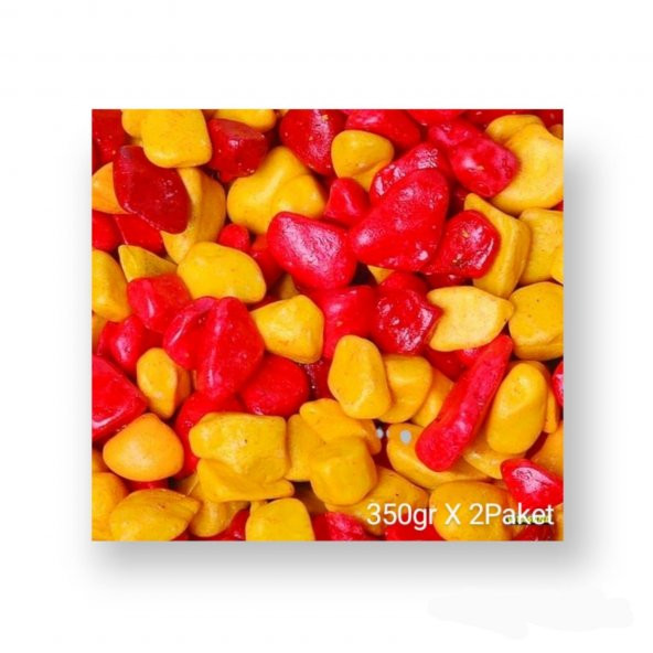 Sarı Kırmızı Fanus Çakılı 2 Paket (350gr+350gr)