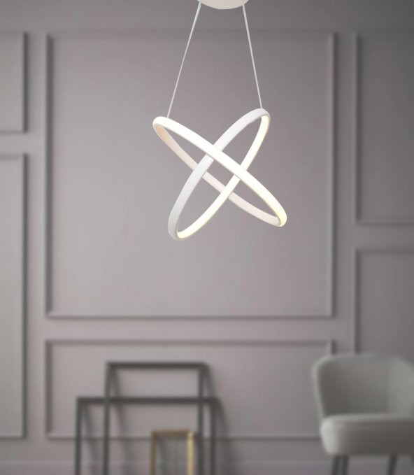 TT315-BY TT Aydınlatma 2Halka Modeli Mat Beyaz Led Avize - 3