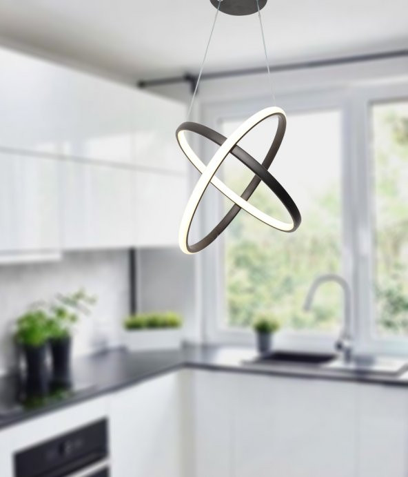 TT Aydınlatma TT315-SY  2Halka Modeli Mat Siyah Led Avize - 2