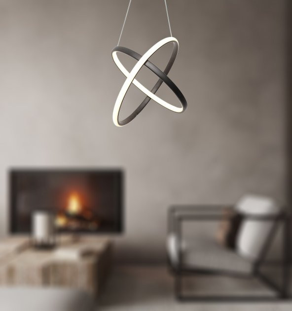 TT Aydınlatma TT315-SY  2Halka Modeli Mat Siyah Led Avize - 3