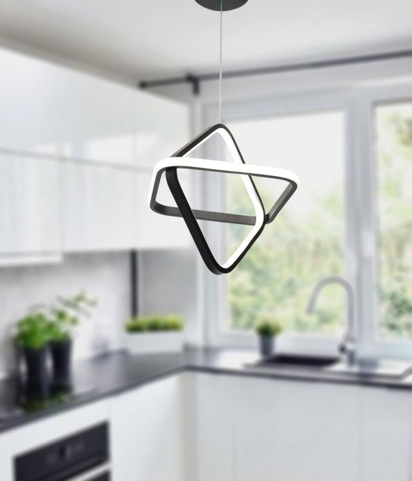 TT Aydınlatma TT316-SY  2Kare Modeli Mat Siyah Led Avize - 2