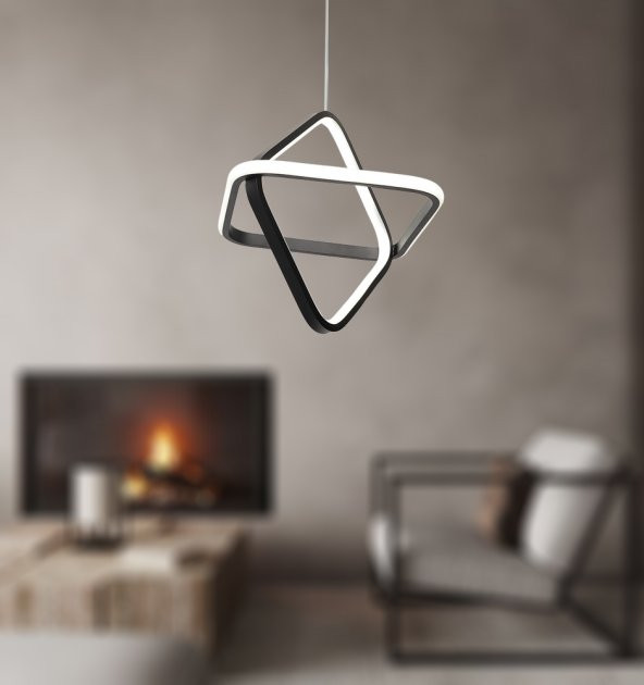 TT316-SY TT Aydınlatma 2Kare Modeli Mat Siyah Led Avize - 3