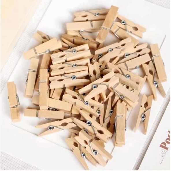 50 Adet Mini Ahşap Mandal - 3