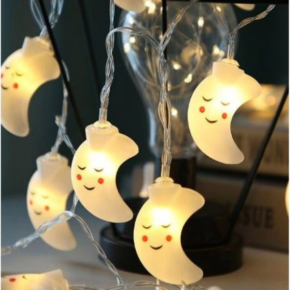 10lu Sevimli Ay Led Dekoratif Led Günışığı Led Gülen Ay - 3