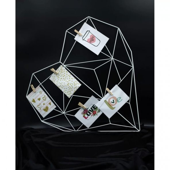 Beyaz Kalp Fotoğraf Askısı - 2