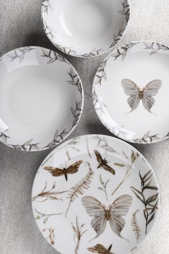 Aryıldız Aryıldız Porselen Butterfly 24 Parça Yemek Takımı