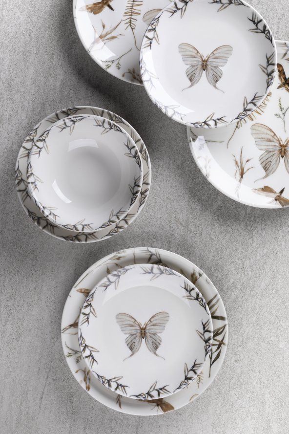 Aryıldız Aryıldız Porselen Butterfly 24 Parça Yemek Takımı - 2