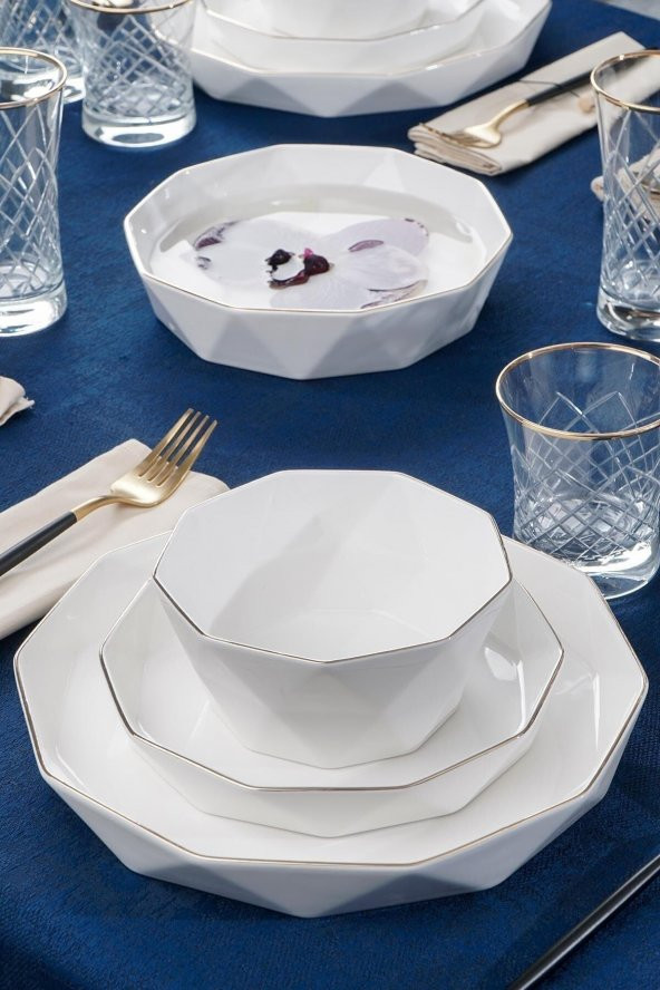 ACAR Bianco Perla Diamond Collection 6 Kişilik 24 Parça Porselen Yemek Takımı 12192 - 1