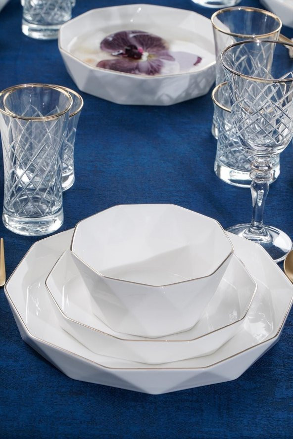ACAR Bianco Perla Diamond Collection 6 Kişilik 24 Parça Porselen Yemek Takımı 12192 - 2