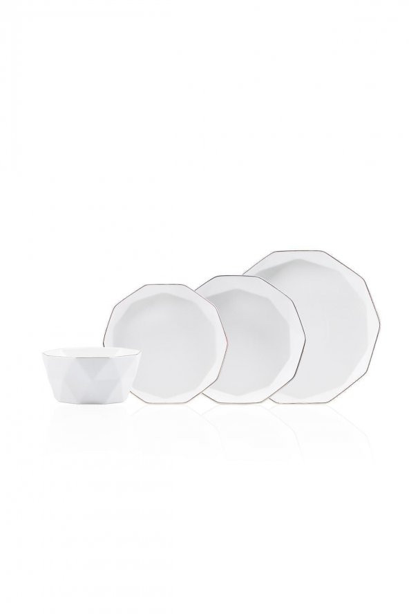 ACAR Bianco Perla Diamond Collection 6 Kişilik 24 Parça Porselen Yemek Takımı 12192 - 5