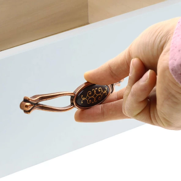 Erdem (128 mm - 12.8 cm) Eskitme Antik Bakır Metal Mobilya Mutfak Dolabı Dolap Kulpu Kulbu Kulpları - 3