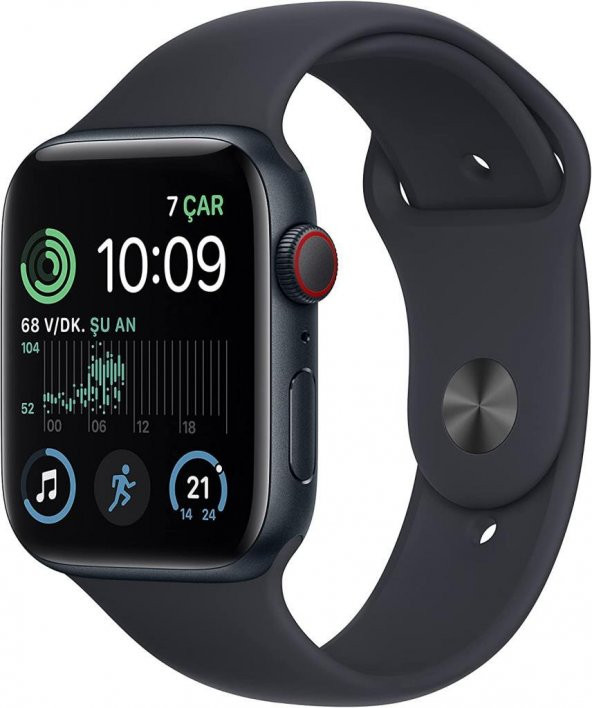 Apple Watch SE 2 GPS 40mm Gece Yarısı Alüminyum Kasa ve Spor Kordon Akıllı Saat