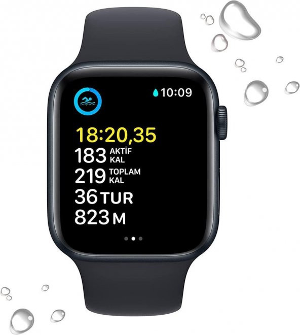 Apple Watch SE 2 GPS 40mm Gece Yarısı Alüminyum Kasa ve Spor Kordon Akıllı Saat - 3