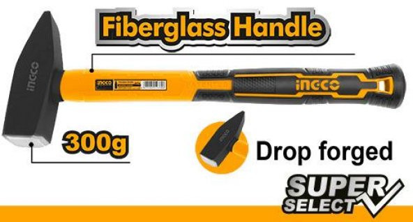 İngco Fiberglass Saplı Makinist Çekiç HMHS83001 300gr